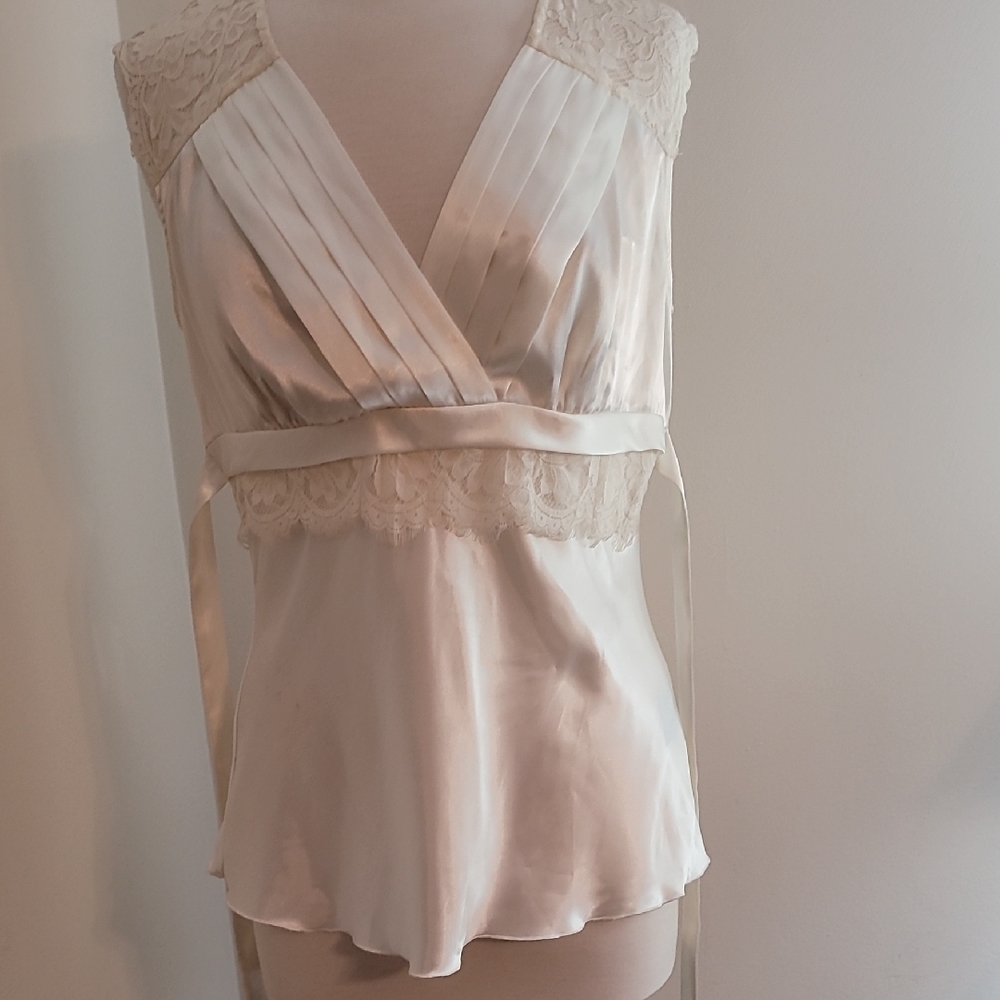 Elegant Cream Lace Trim Blouse